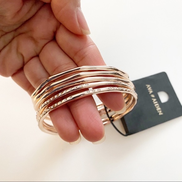 Ava & Aiden Rose Gold Tone Bracelets Set of 5 NWT - Picture 2 of 6